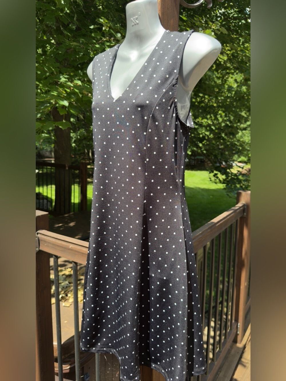 •Colori Black White Polka Dot Sleeveless Dress Medium Made in Canada - Picture 6 of 10